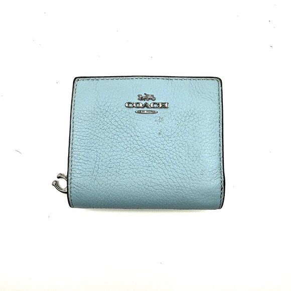 Coach C2862 Pebbled Leather Snap Mini Wallet in Ice Blue - Picture 4 of 4